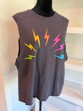 Aviator Nation Neon Lightning Bolt Tank Top